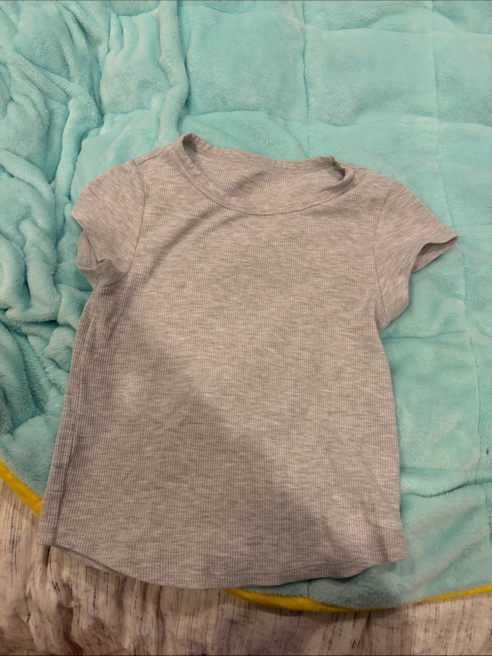 American Eagle Outfitters Light Gray Ribbed Short Sleeve Tee
